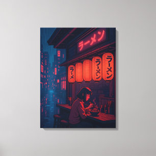 Cyberpunk Ramen Night Poster – Neon Japanese Citys Canvas Print