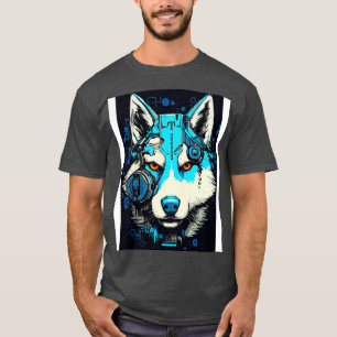 Cyberpunk Robot Siberian Husky Dog Breed Futuristi T-Shirt