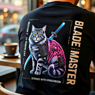 Cyberpunk Samurai Cat Epic Sci-Fi Gift Tri-Blend Shirt