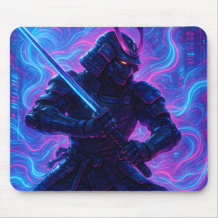 Cyberpunk Samurai – Full Coverage Neon Mouse Pad