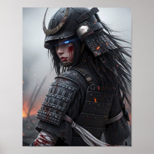 Cyberpunk Samurai Girl Poster