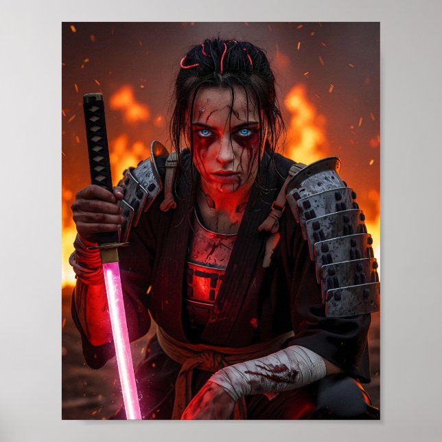Cyberpunk Samurai Girl Poster (Front)
