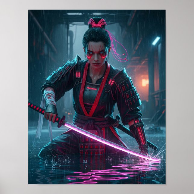 Cyberpunk Samurai Girl Poster (Front)
