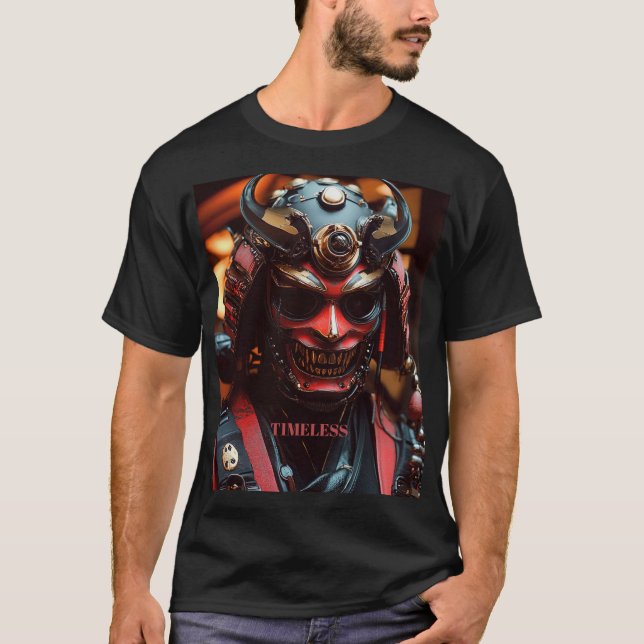 Cyberpunk Samurai Hannya Mask T-Shirt (Front)