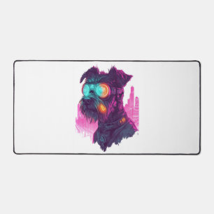 Cyberpunk Schnauzer � Futuristic Neon Dog Desk Mat