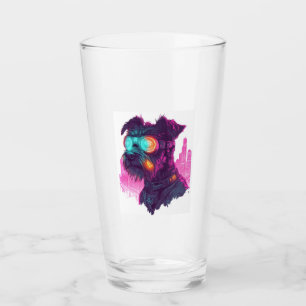 Cyberpunk Schnauzer � Futuristic Neon Dog Glass