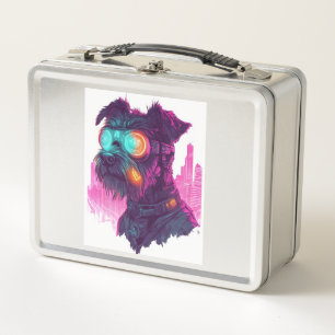 Cyberpunk Schnauzer � Futuristic Neon Dog Metal Lunch Box