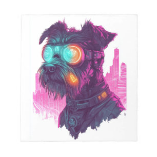 Cyberpunk Schnauzer � Futuristic Neon Dog Notepad