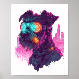 Cyberpunk Schnauzer � Futuristic Neon Dog Poster