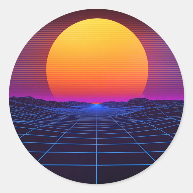 cyberpunk scifi synthwave eletronic punk classic round sticker (Front)