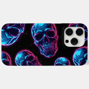 Cyberpunk Skull Neon Synthwave Glow Gamer Goth iPhone 15 Pro Max Case
