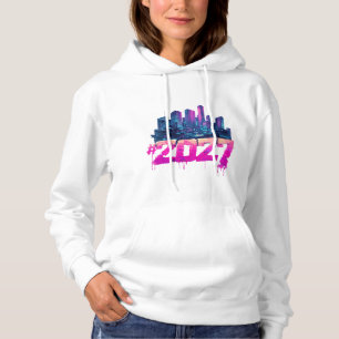 Cyberpunk Skyline 2027 Neon Graffiti Hoodie