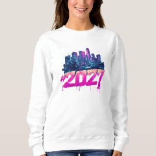 Cyberpunk Skyline 2027 Neon Graffiti Sweatshirt