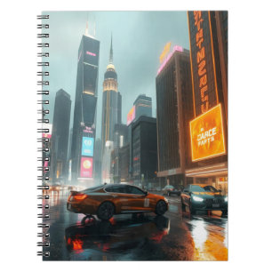 Cyberpunk Skyscrapper City Cars Notebook