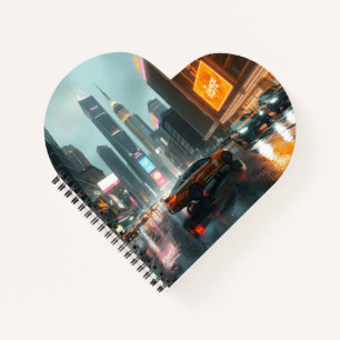 Cyberpunk Skyscrapper City Cars Notebook