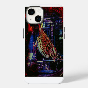 Cyberpunk Sparrow in Neon Cityscape iPhone 14 Case