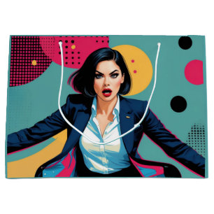 Cyberpunk Stylish Girl Pop Art Large Gift Bag