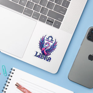 Cyberpunk Synthwave Libra Zodiac Mascot Swan