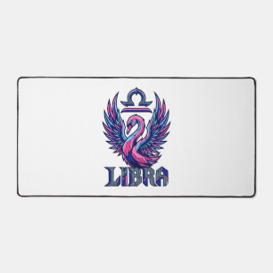 Cyberpunk Synthwave Libra Zodiac Mascot Swan Desk Mat