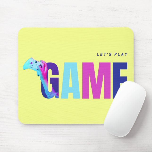 Cyberpunk Synthwave Neon Pop Art Game Quote Yellow Mouse Pad (With Mouse)