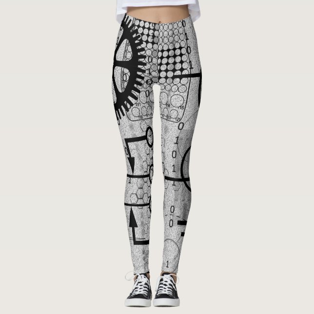 Cyberpunk Tech Geek Gear Electronic Engineer Math Leggings (Front)