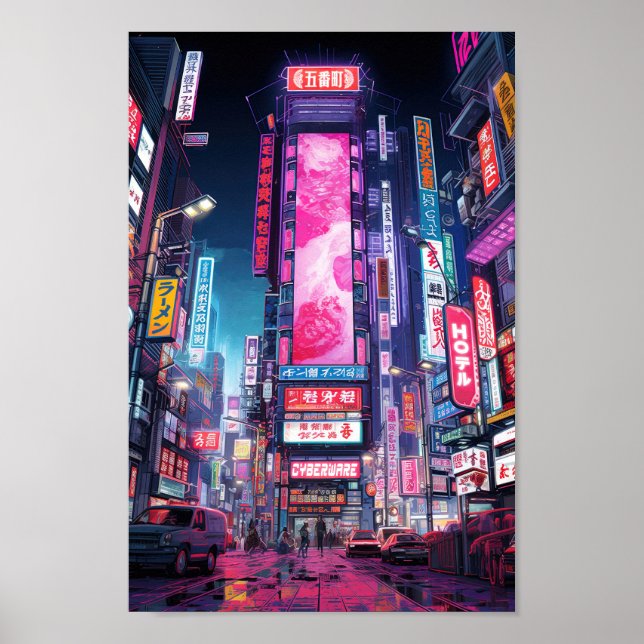 Cyberpunk Tokyo Neon Street  Poster (Front)
