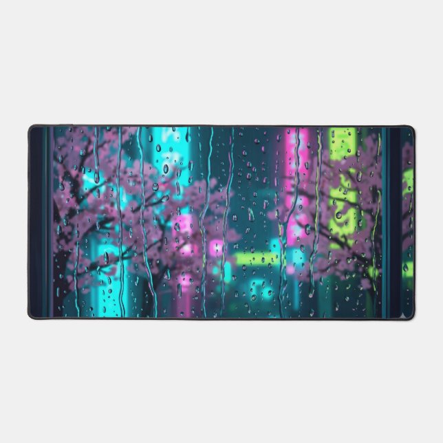 Cyberpunk Tokyo Night Desk Mat  (Front)