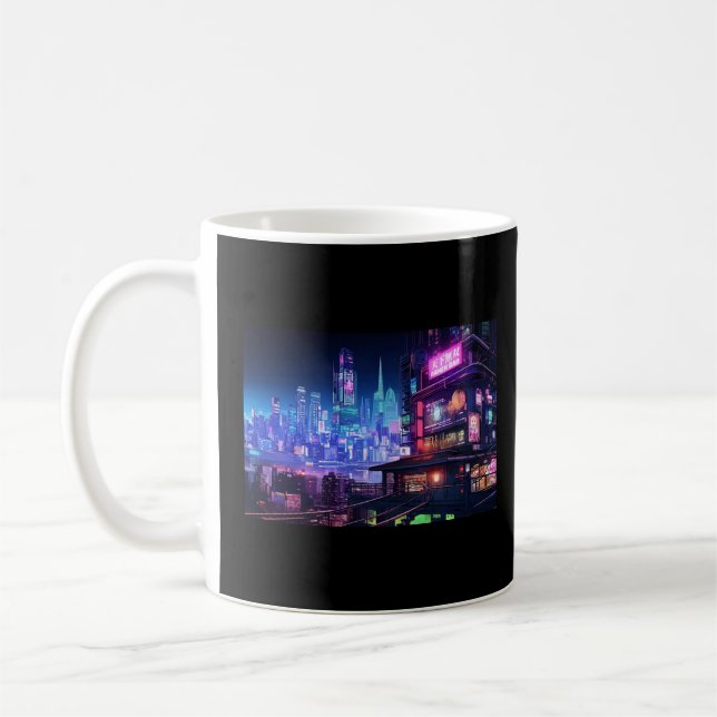 Cyberpunk Tokyo Ramen House Coffee Mug (Left)