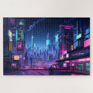 Cyberpunk Tokyo Rooftop Jigsaw Puzzle