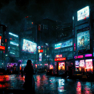 Cyberpunk Tokyo Shower Curtain