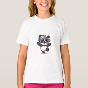 Cyberpunk Virtual Reality Gamer Panda Kids T-Shirt