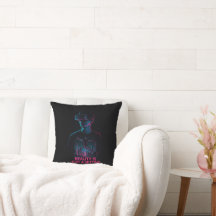 Cyberpunk VR Gamer Throw Pillow | Neon Gaming Room