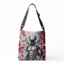 Cyberpunk Warrior Graffiti  Crossbody Bag