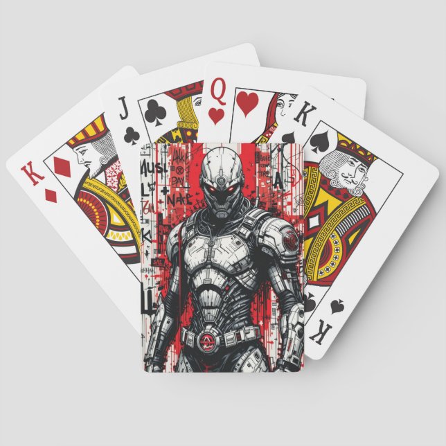 Cyberpunk Warrior Graffiti playing cards (Back)