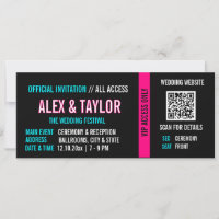 Cyberpunk Wedding Invitation Ticket | Neon VIP