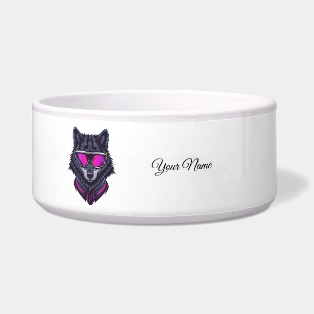 Cyberpunk Wolf Neon Art Personalizable Name Mug -  (Front)
