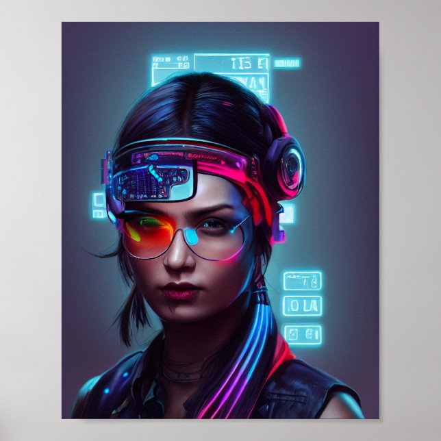 Cyberpunk Woman Poster (Front)