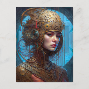 Cyberpunk Woman Science Fiction Postcard