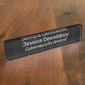 Cybersecurity Analyst Black Acrylic Nameplate