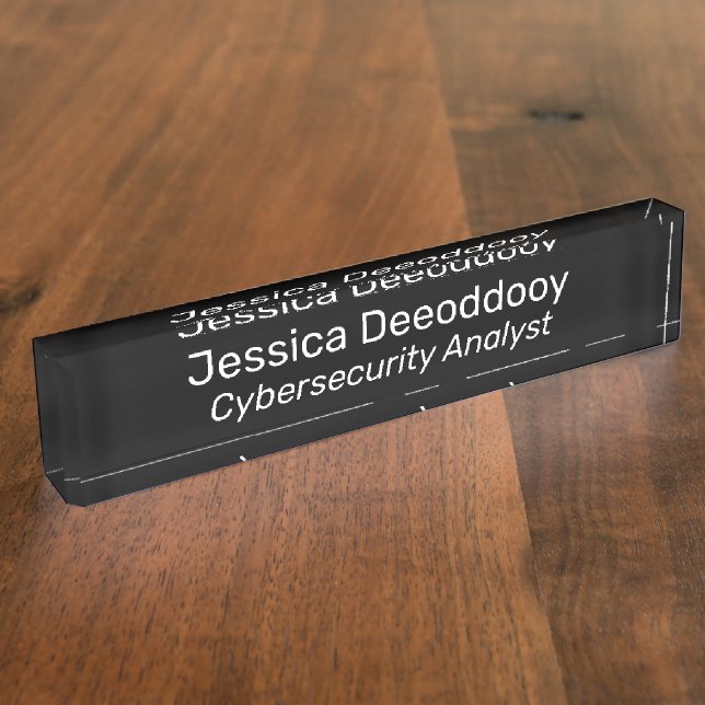 Cybersecurity Analyst Black Acrylic Nameplate (Side)