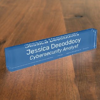 Cybersecurity Analyst Blue Acrylic Nameplate