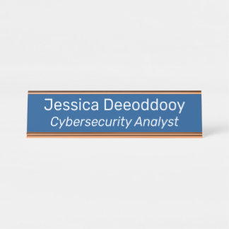 Cybersecurity Analyst Blue Desk Name Plate