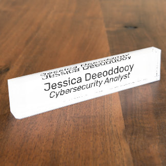 Cybersecurity Analyst White Acrylic Nameplate