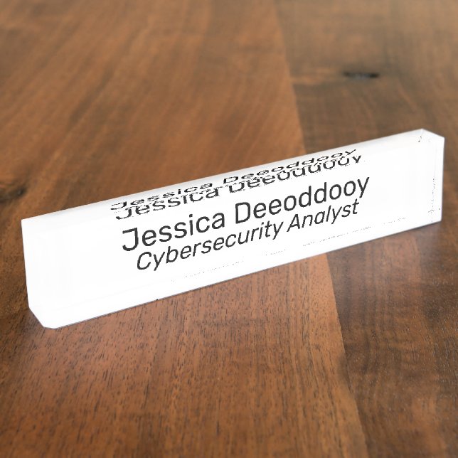 Cybersecurity Analyst White Acrylic Nameplate (Side)