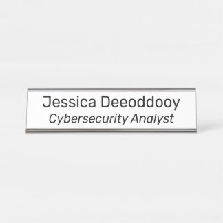 Cybersecurity Analyst White Desk Name Plate