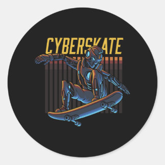 Cyberskate Robot Skater Classic Round Sticker