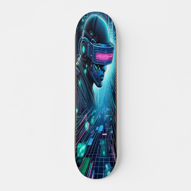 "Cyberspace Conqueror: Hacker's Realm Evil twin Skateboard (Front)