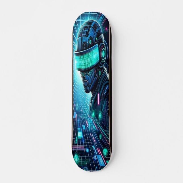 "Cyberspace Conqueror: Hacker's Realm  Skateboard (Front)