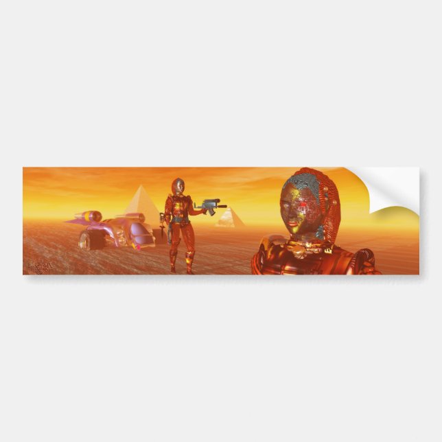 CYBORG ARES IN DESERT OF HYPERION Science Fiction Bumper Sticker (Front)