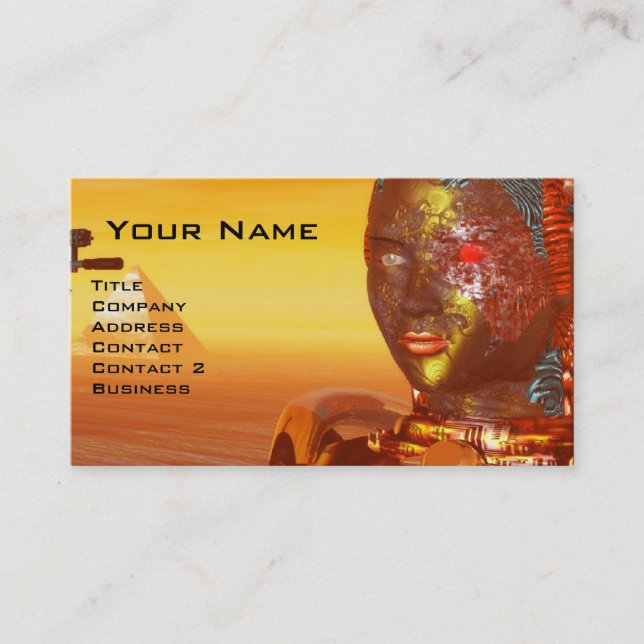 CYBORG ARES IN DESERT OF HYPERION Science Fiction Business Card (Front)